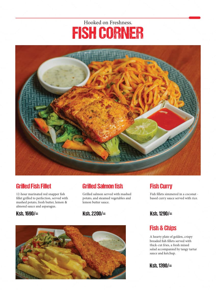 Fish Corner menu page