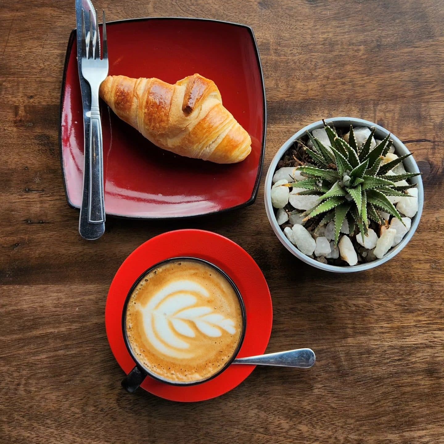 Croissant and a cappuccino at Coffee Heist