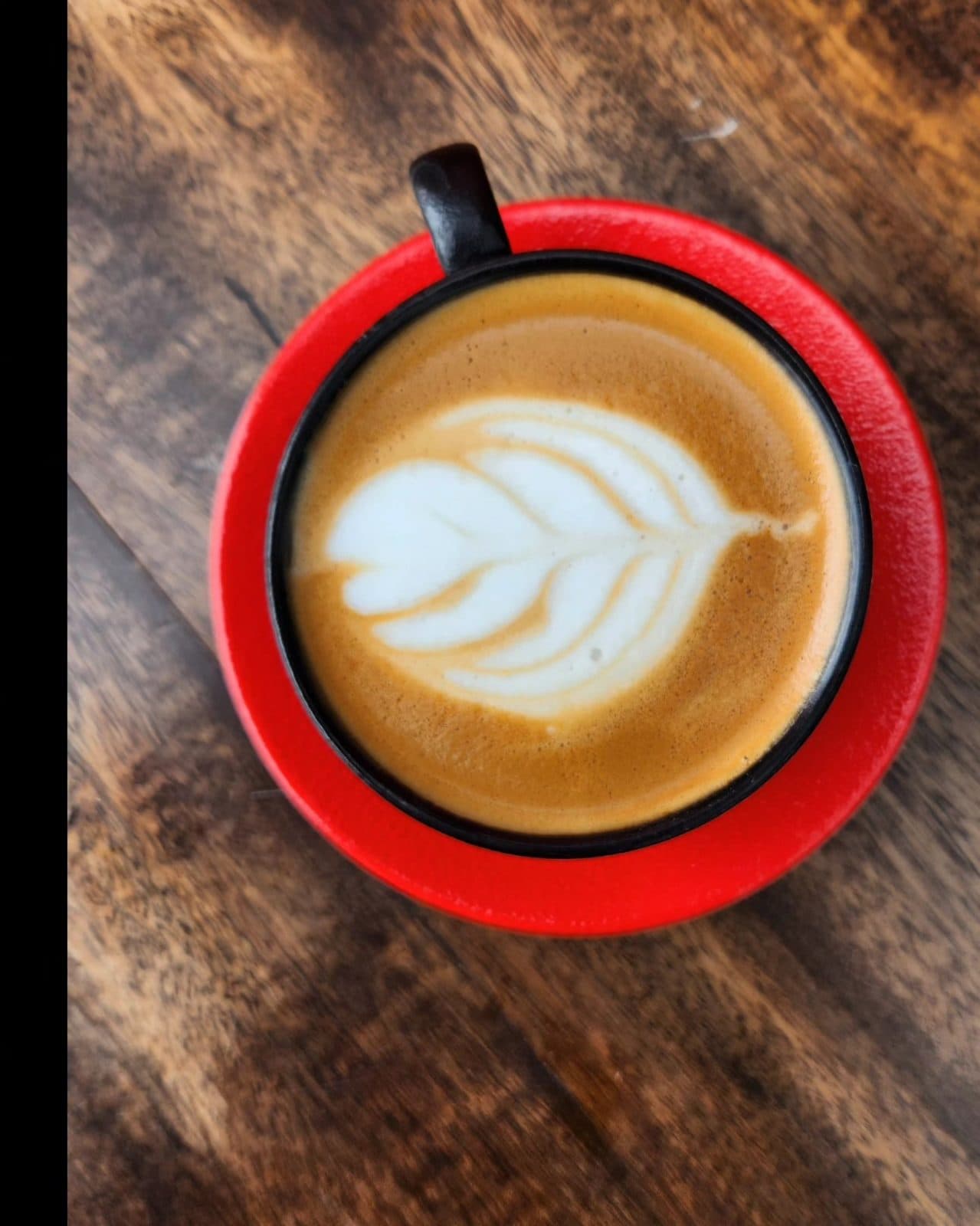 Rosetta latte art from above